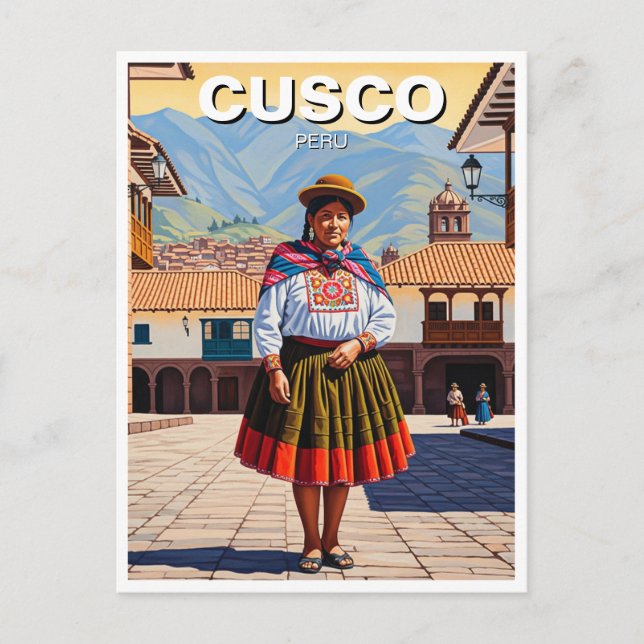Carte Postale Femme en Cusco Pérou Voyage (Devant)