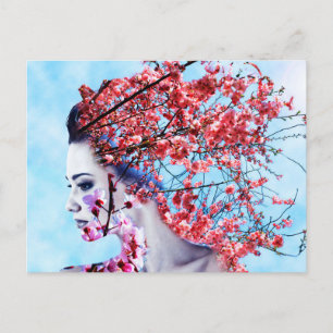 Carte Postale Femme en fleurs de cerisier