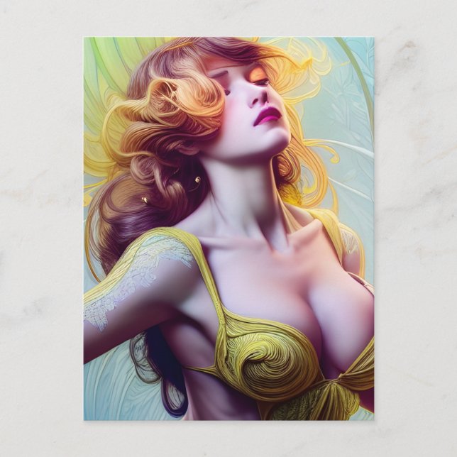 Carte Postale Femme en jaune (Devant)