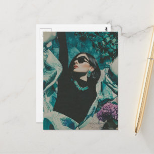 Carte Postale Femme en Lunettes de Soleil Danse Collage de Jardi