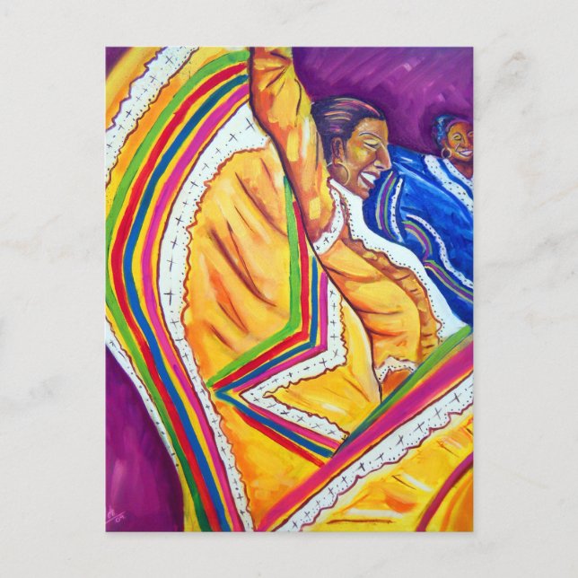 Carte Postale Femme en robe jaune (Devant)