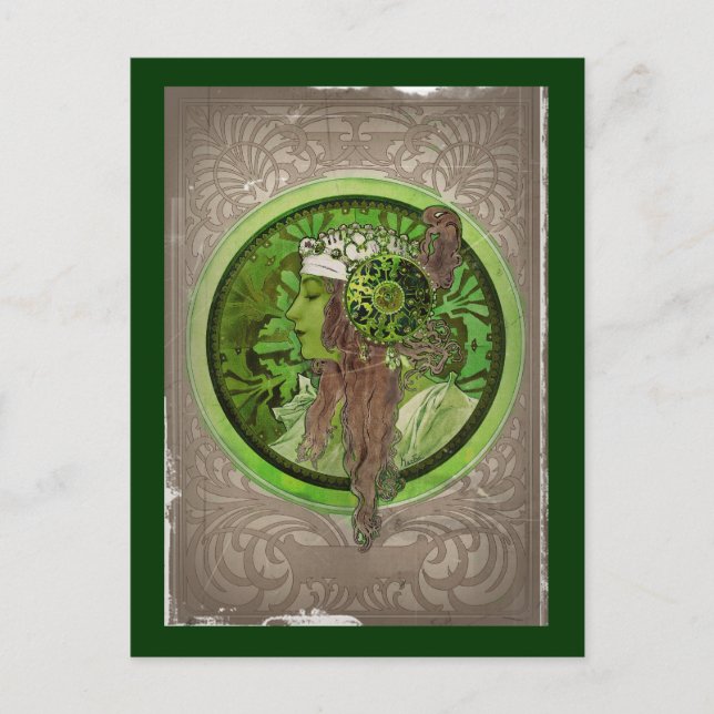 Carte Postale Femme en vert - LAUREL (Devant)