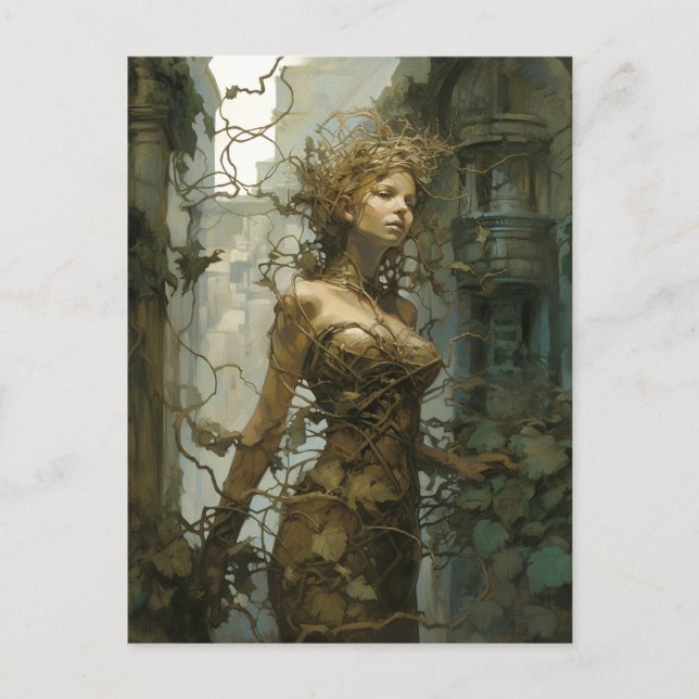 Carte Postale Femme Enveloppée Dans Les Vins Art Imaginaire (Devant)