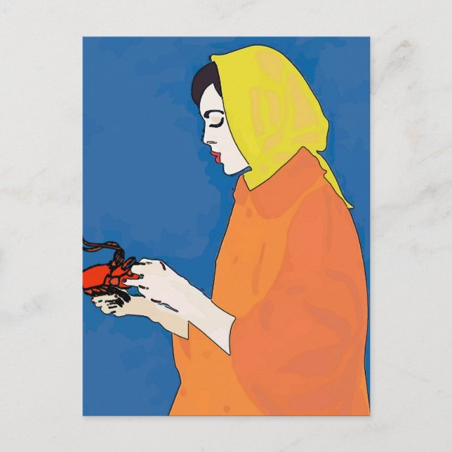 Carte postale Femme et écrevisse (Devant)