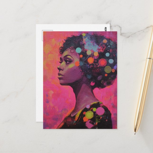 Carte Postale Femme et Pois (Devant/Arrière en situation)