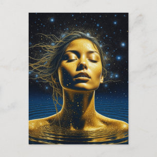 Carte Postale Femme éthérée méditant sous les étoiles