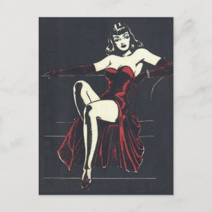 Carte Postale femme fatale des années 1940