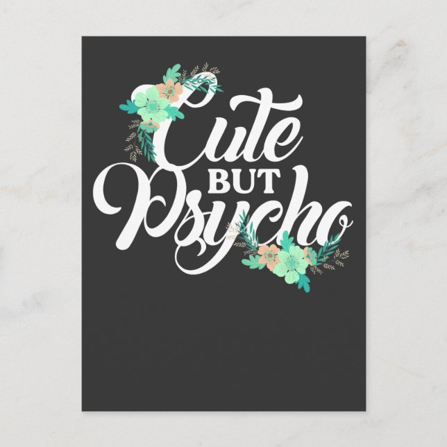 Carte Postale Femme féministe mignonne mais psycho Sarcastique f (Devant)