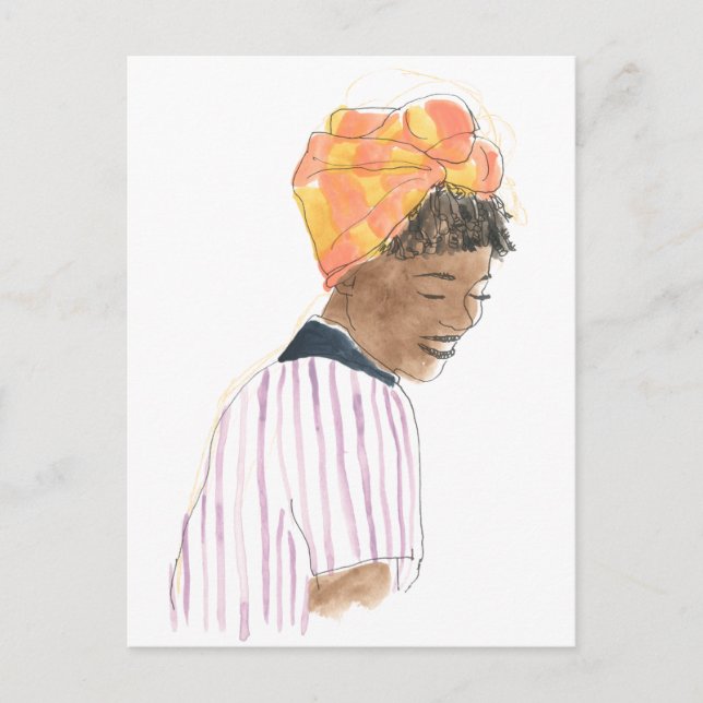 Carte Postale Femme forte et belle souriante (Devant)