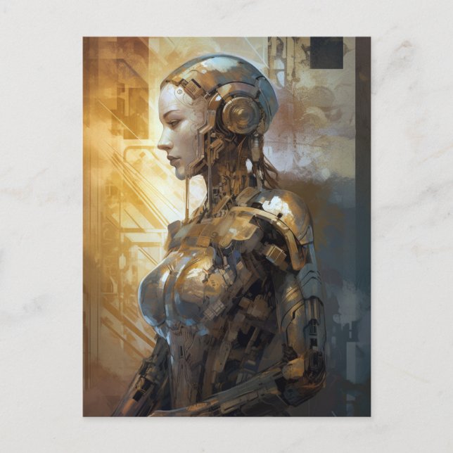 Carte Postale Femme Golden Cyborg Femme Science-Fiction (Devant)