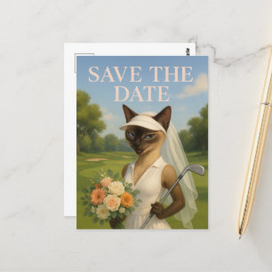 Carte Postale Femme golfeuse Économisez la date Mariée Enterreme