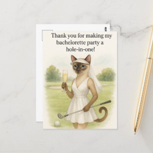 Carte Postale Femme golfeuse sur le parcours de golf Merci