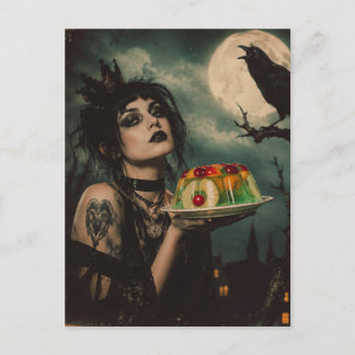 Carte Postale Femme gothique avec une salade de gélatine rétro e
