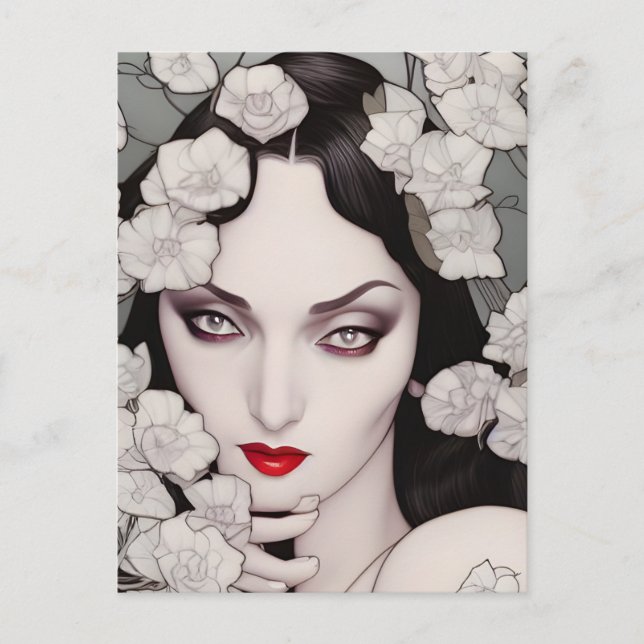 Carte Postale Femme gothique Florals (Devant)