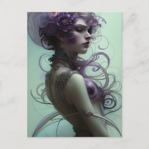Carte Postale Femme Imaginaire Aux Cheveux Violets