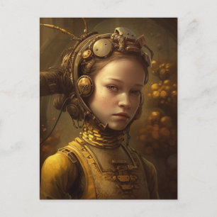 Carte Postale Femme Insecte Steampunk 