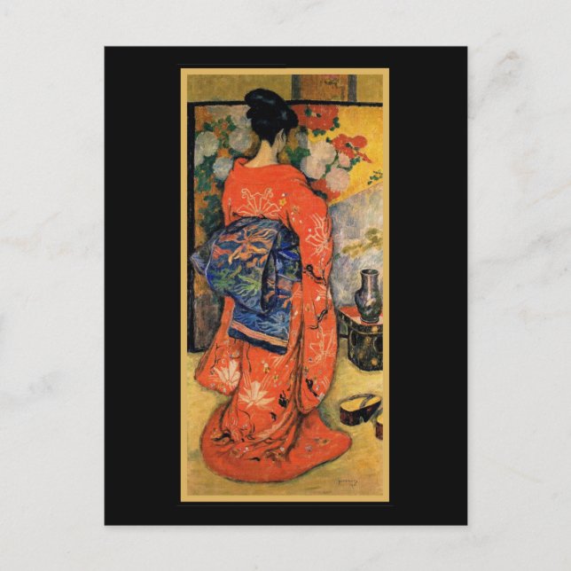 Carte Postale Femme japonaise avec ventilateur (Devant)