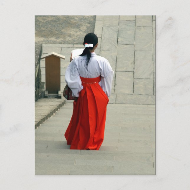 Carte Postale femme japonaise rouge (Devant)