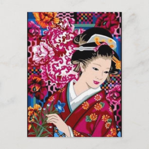 Carte Postale Femme japonaise vintage en Kimono