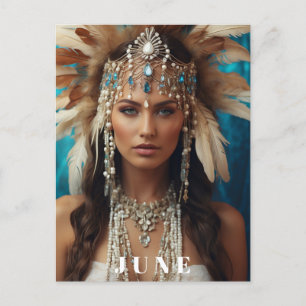 Carte Postale *~ FEMME JUIN ANNIVERSAIRE PERLES AP53 Bohème