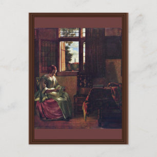 Carte Postale Femme Lecture D'Une Lettre De Hooch Pieter De