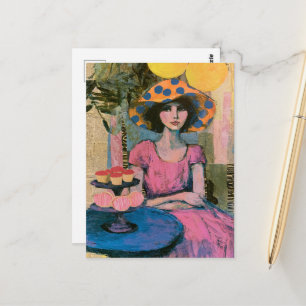 Carte Postale Femme magnifique à la table de cupcakes Collage
