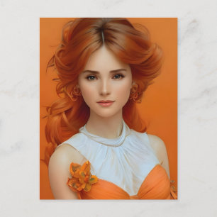 Carte Postale Femme magnifique aux longs cheveux en mannequin de