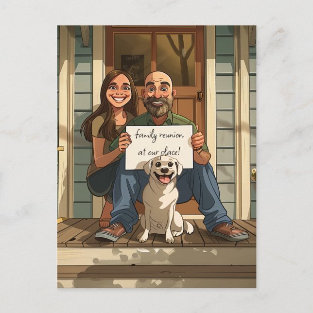 Carte Postale Femme, mari et chien (Devant)