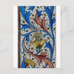 Carte Postale Femme médiévale tournoyant avec broche et distaff