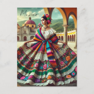 Carte Postale Femme mexicaine en robe traditionnelle