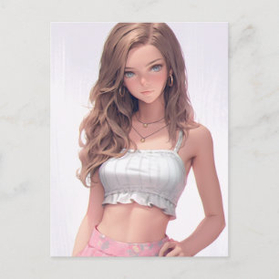 Carte Postale Femme mignonne aux yeux bleus