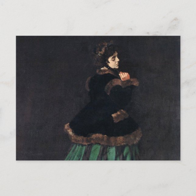 Carte Postale Femme Monet en robe verte (Devant)