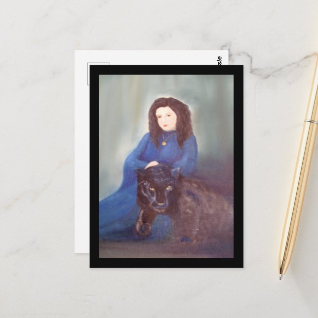 Carte postale Femme n Black Panther (Devant/Arrière en situation)