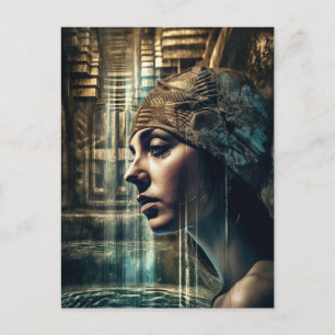 Carte Postale Femme Nageant À La Cascade