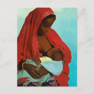Carte Postale femme noire enfant allaitant