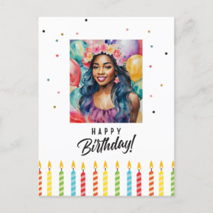 Carte Postale Femme noire Joyeux Anniversaire Multicolor