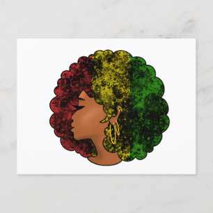 Carte Postale Femme noire rasta afro rouge jaune vert