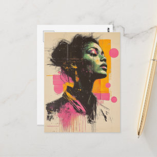 Carte Postale Femme Orange Rose