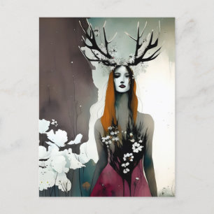 Carte Postale Femme païenne Elen des fleurs des voies