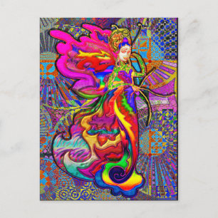 Carte Postale Femme papillon asiatique