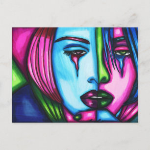 Carte Postale Femme Pleurant Visage Abstrait Art original