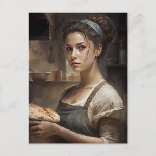 Carte Postale Femme qui fait du pain