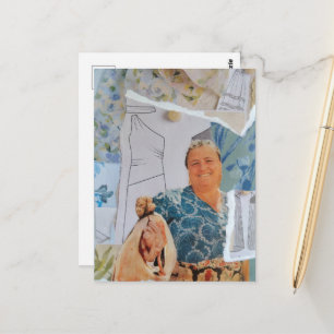 Carte Postale Femme Rétro Apporte un Poulet pour le Dîner Collag