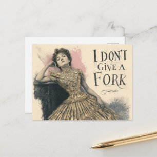 Carte Postale Femme Rétro Drôle en Robe à Fourchettes