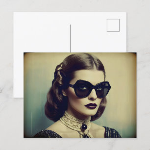 Carte Postale femme rétro vintage