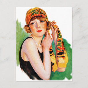 Carte Postale Femme Rétro Vintage Années 20 Deco Flapper Épinglé