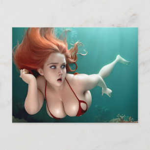 Carte Postale Femme rouge Haired sous la photographie de l'eau
