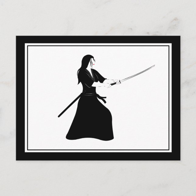 Carte Postale Femme Samurai guerrière avec épée (Devant)