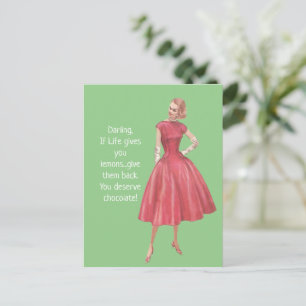 Carte Postale Femme Sarcastique Rétro - Si La Vie Vous Donne Des