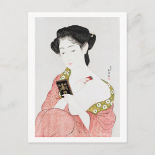 Carte Postale Femme se maquillant, Goyō Hashiguchi